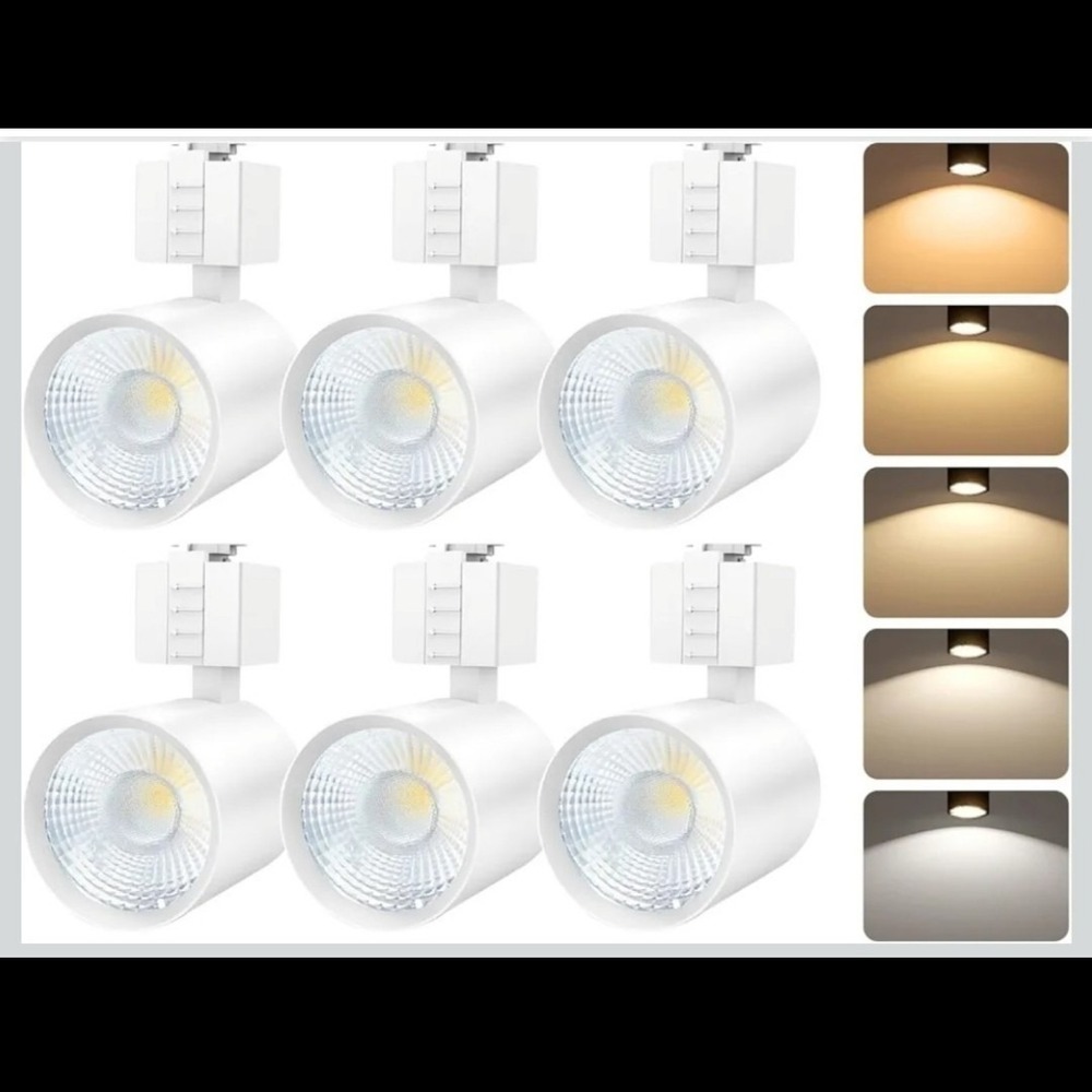 FLSNT J Track Lighting Heads 10W 5CCT Dimmable White 6-Pack CRI90, 800LM